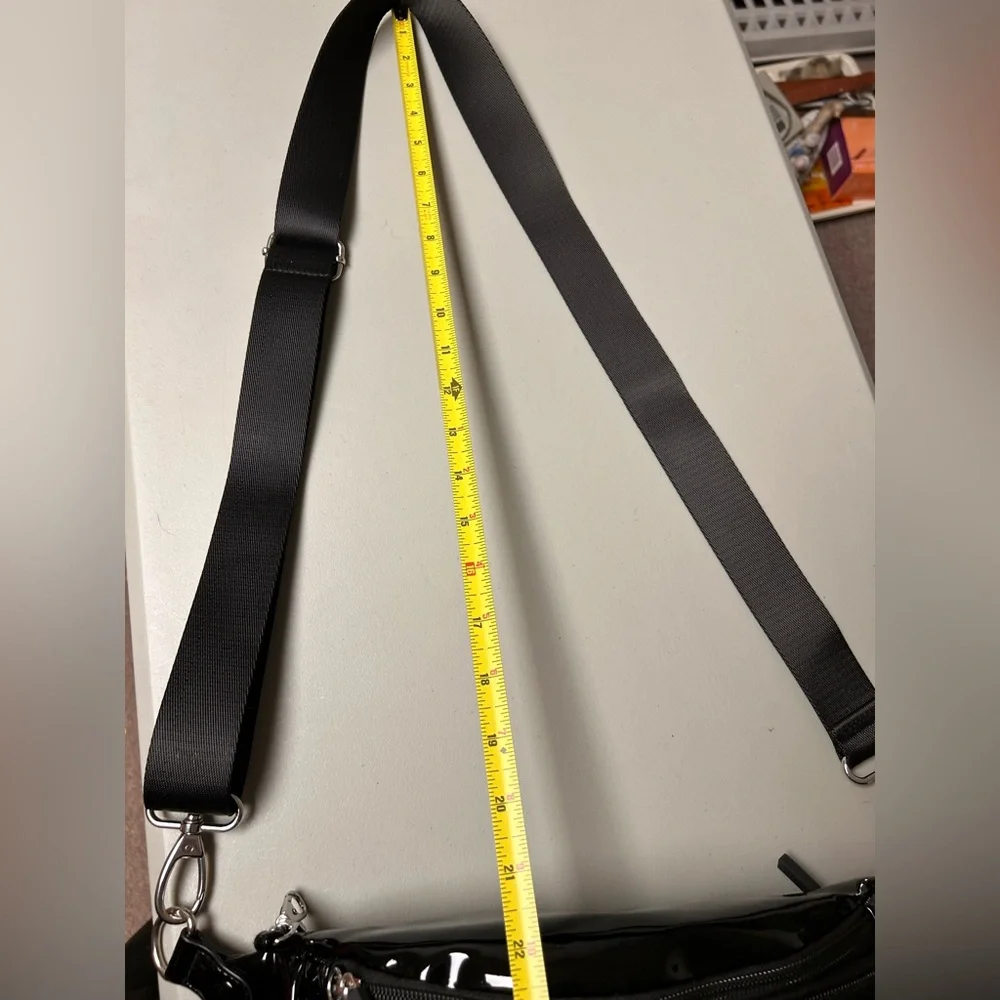IHKWIP Confidence Anti-Theft Sling Black Patent Glossy Crossbody two straps - Picture 5 of 15